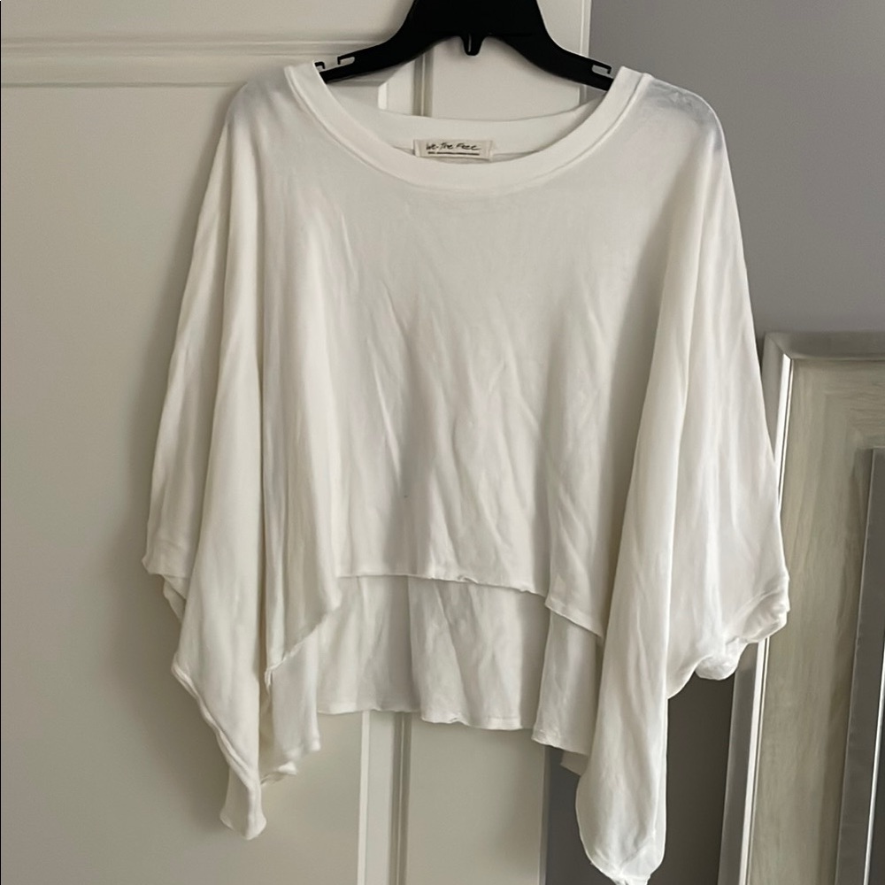 Free People White Oversized Dolman Sleeve Blouse